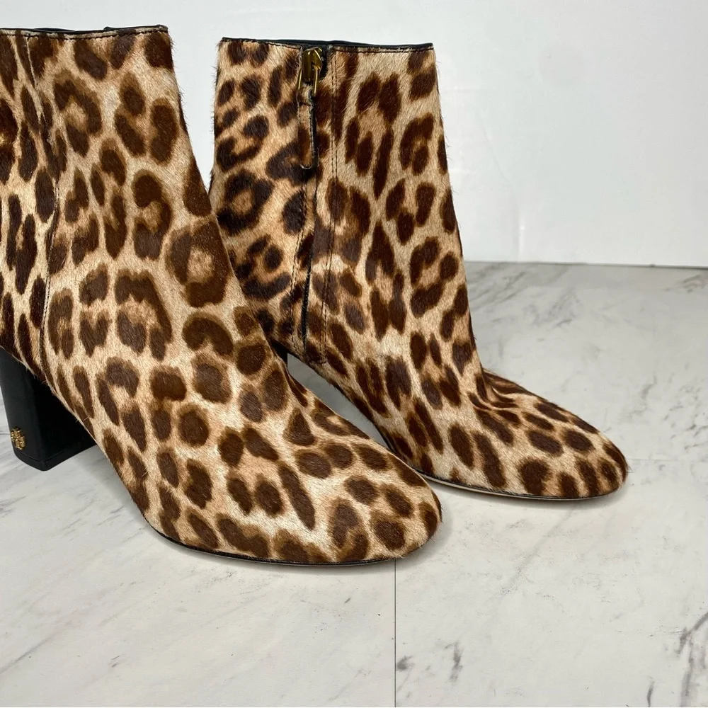 Tory Burch Brooke Leopard Heeled Bootie 5 1/2 M